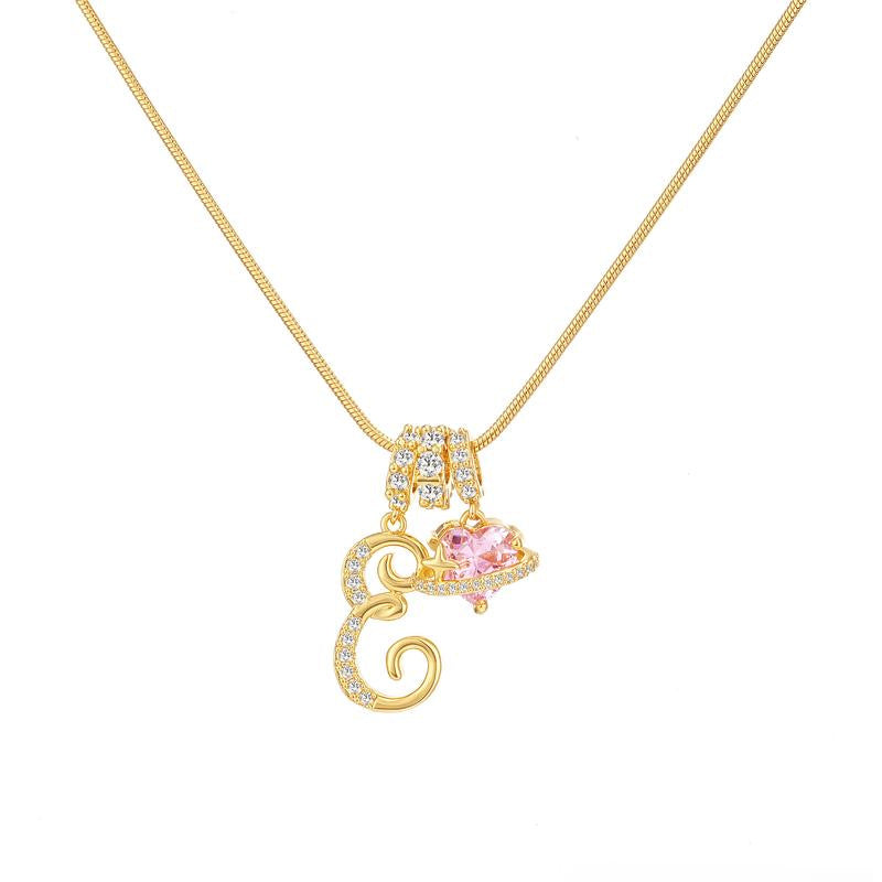 Letter Heart Diamond - Inlaid Combination Necklace (26 - Letter Version)
