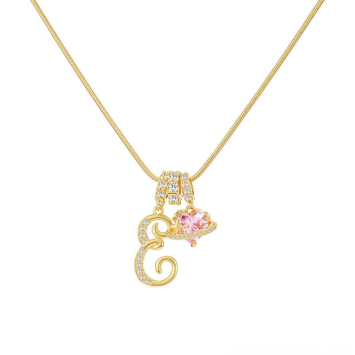 Letter Heart Diamond - Inlaid Combination Necklace (26 - Letter Version)