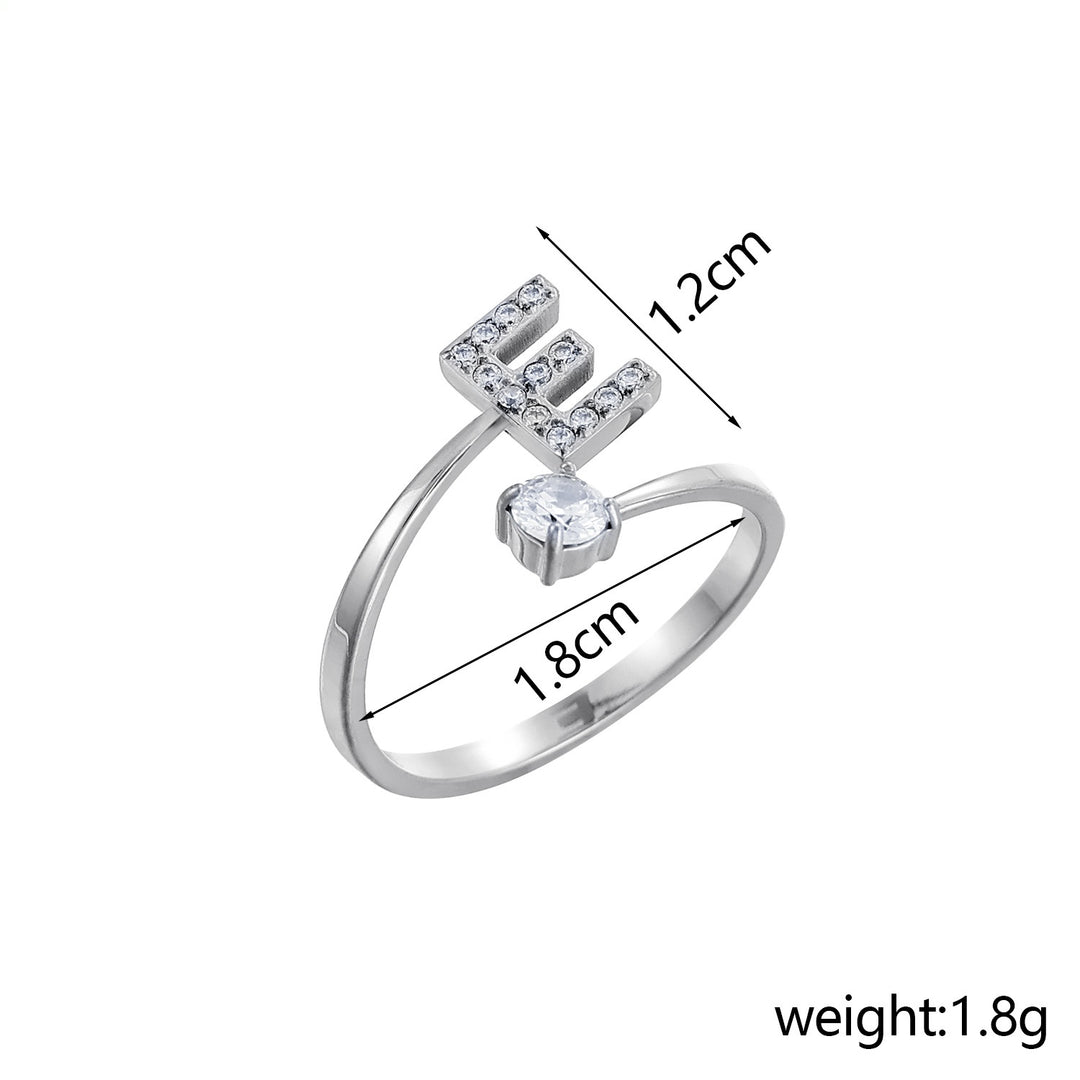 26-Letter Diamond-Inlaid Ring (Gold/Silver Version)