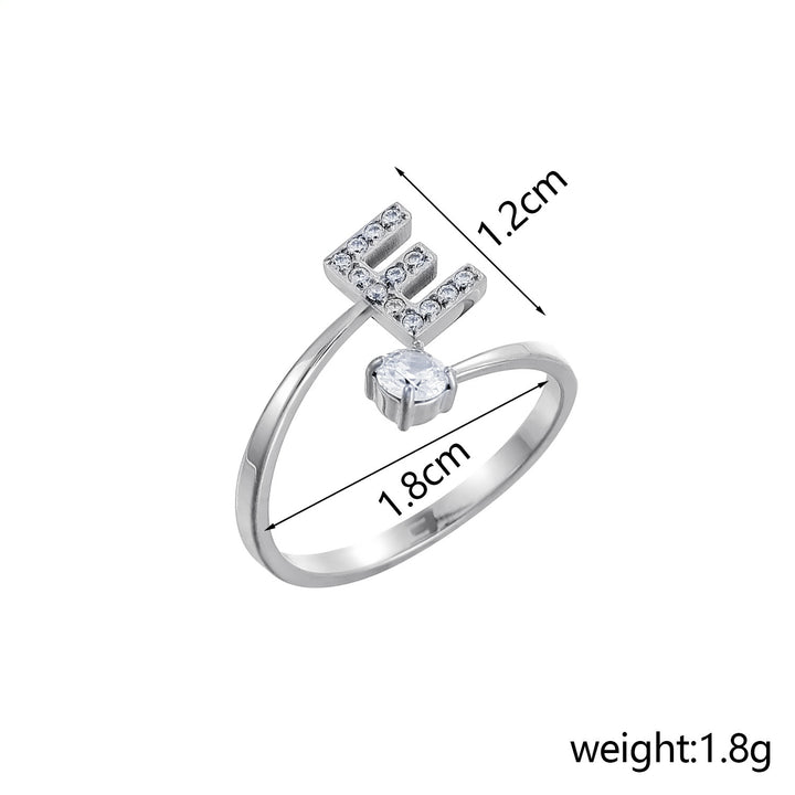 26-Letter Diamond-Inlaid Ring (Gold/Silver Version)