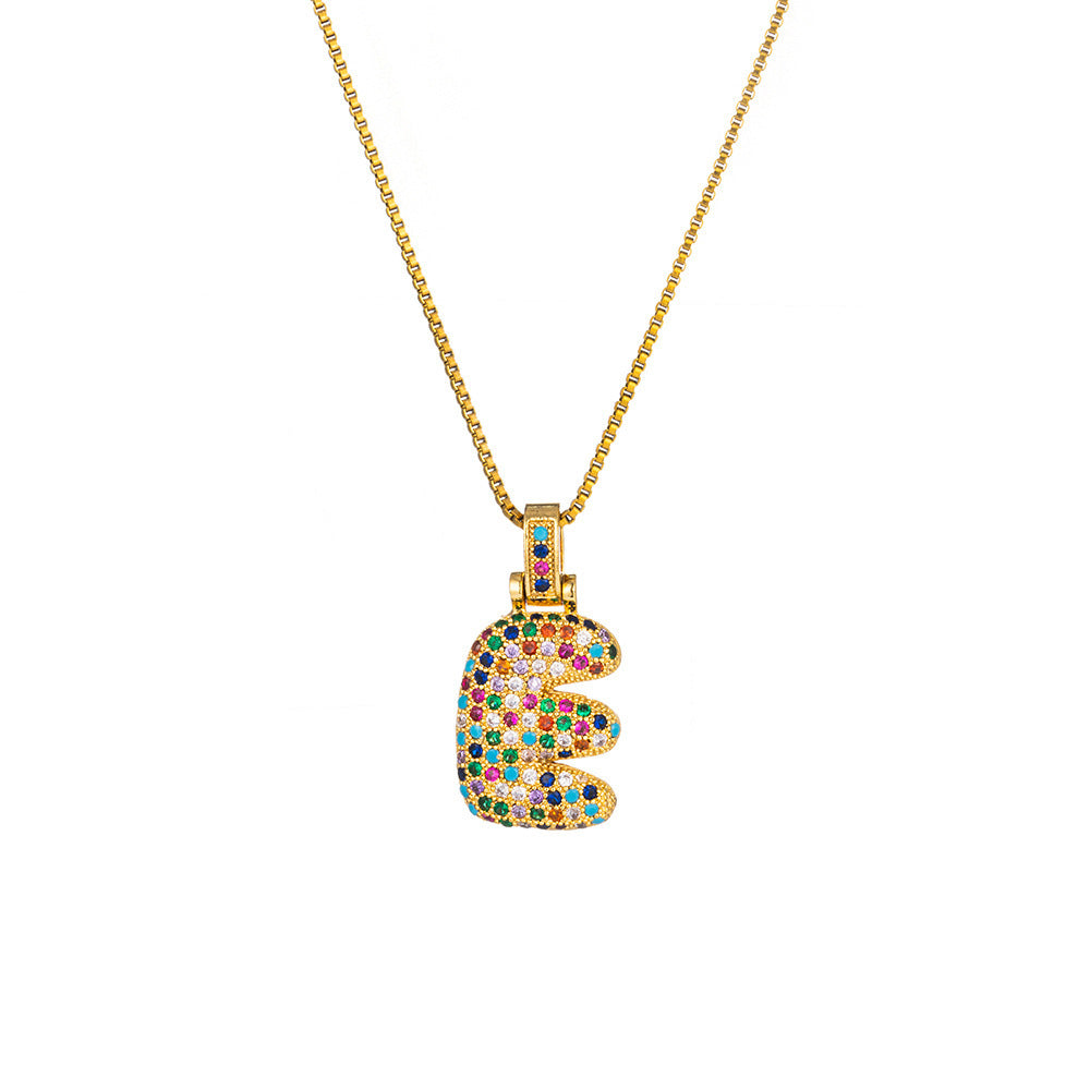 26 Letters Full-Diamond Colorful Necklace