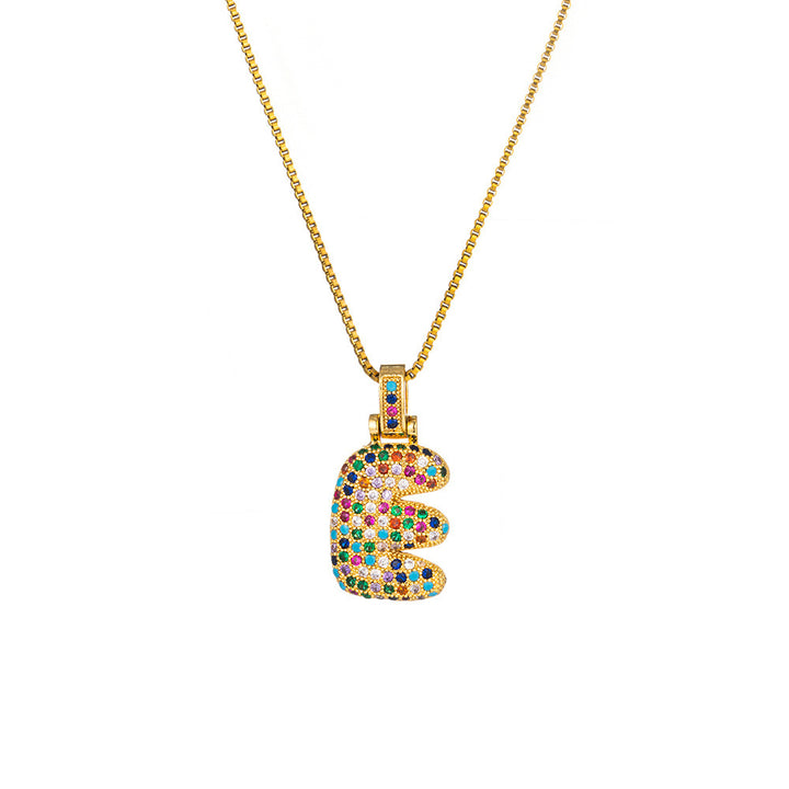 26 Letters Full-Diamond Colorful Necklace