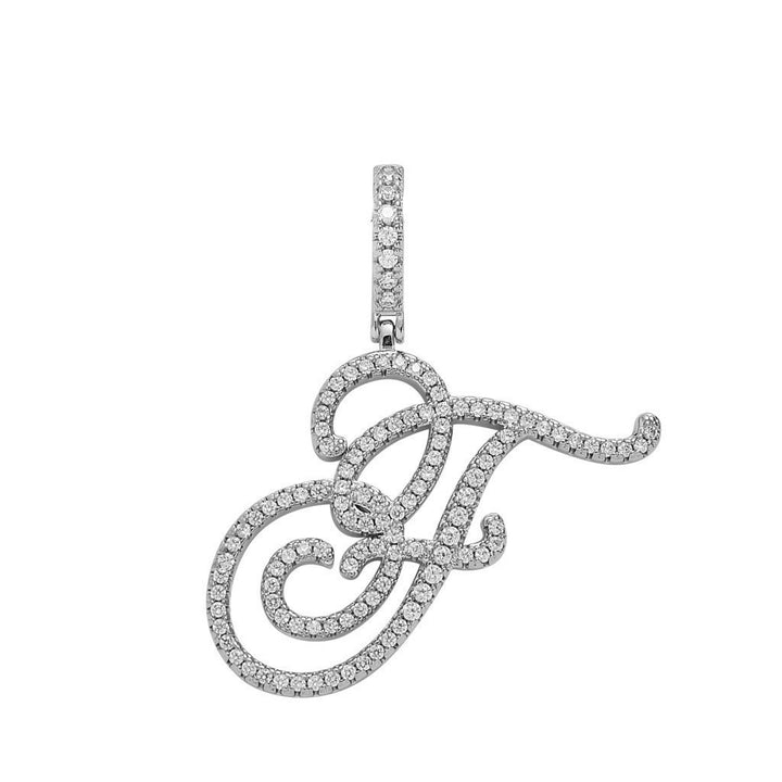 Floral Letter Full-Diamond Pendant Necklace (Gold/Silver Version)