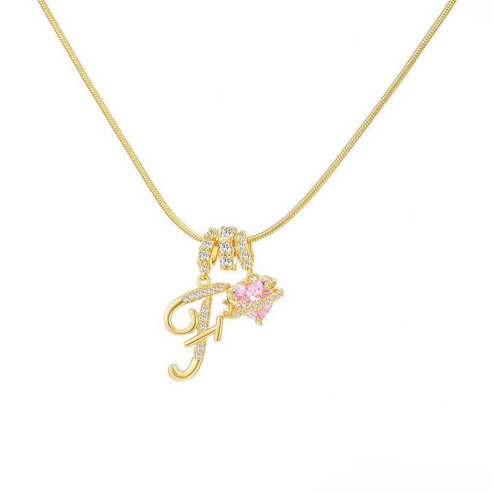 Letter Heart Diamond - Inlaid Combination Necklace (26 - Letter Version)