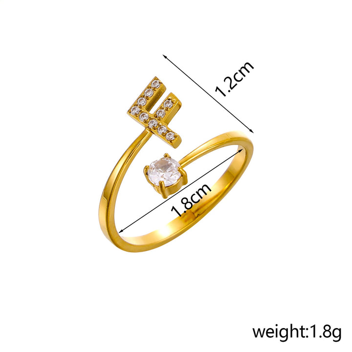 26-Letter Diamond-Inlaid Ring (Gold/Silver Version)
