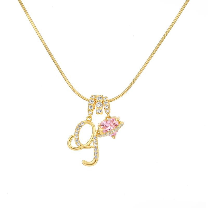 Letter Heart Diamond - Inlaid Combination Necklace (26 - Letter Version)