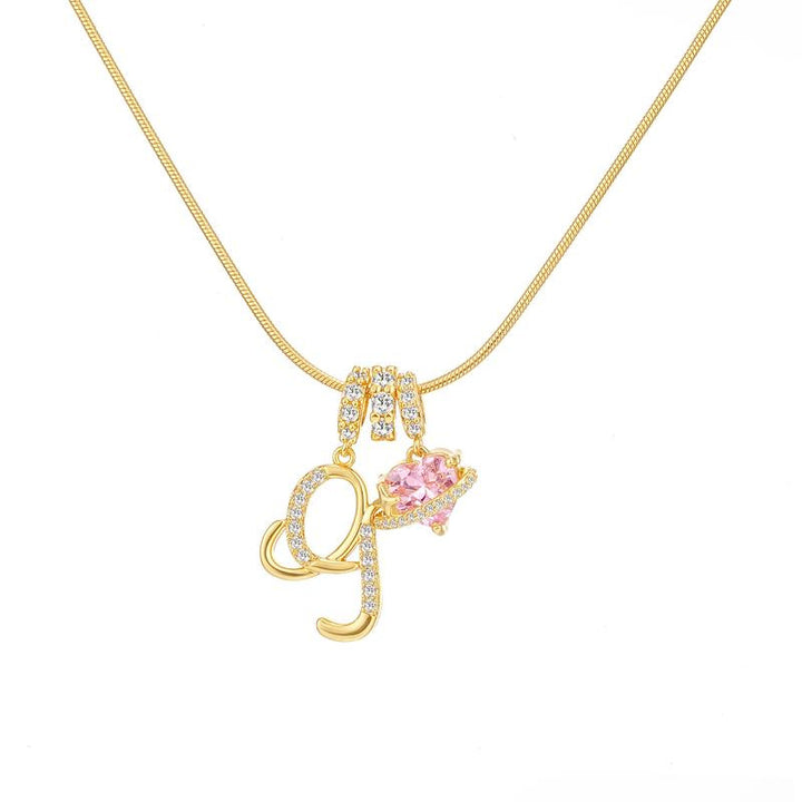 Letter Heart Diamond - Inlaid Combination Necklace (26 - Letter Version)