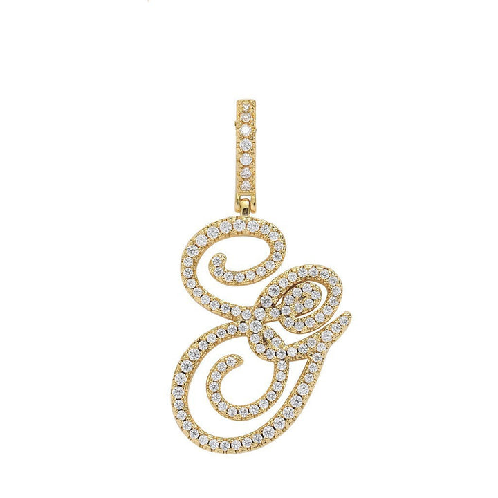 Floral Letter Full-Diamond Pendant Necklace (Gold/Silver Version)