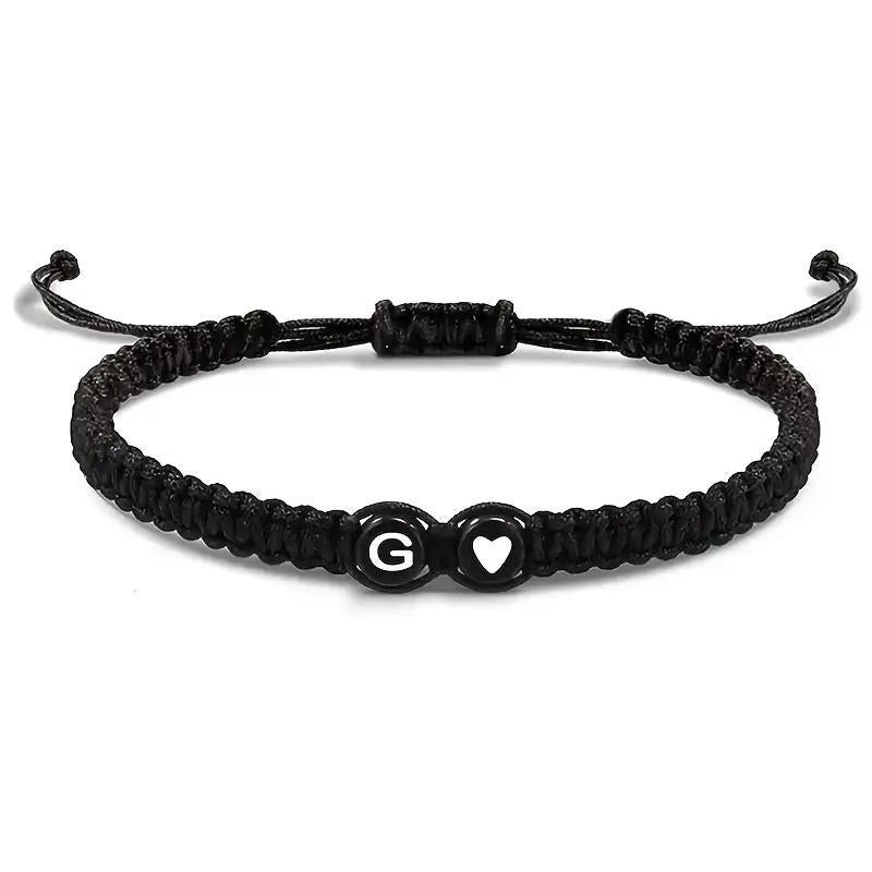 Personalized Initial & Heart Macrame Bracelet