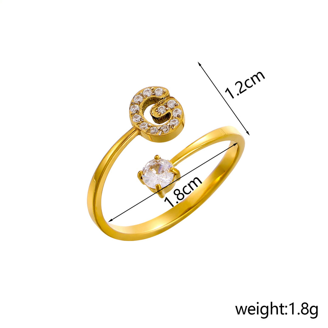 26-Letter Diamond-Inlaid Ring (Gold/Silver Version)