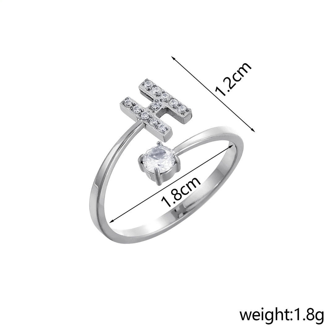 26-Letter Diamond-Inlaid Ring (Gold/Silver Version)