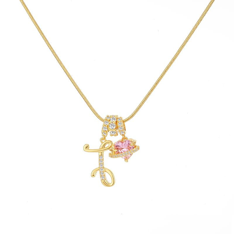 Letter Heart Diamond - Inlaid Combination Necklace (26 - Letter Version)