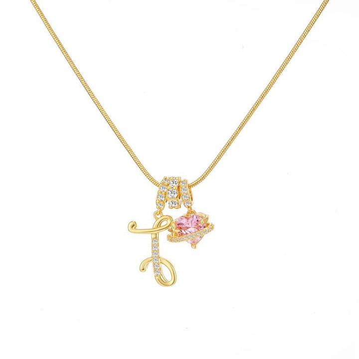 Letter Heart Diamond - Inlaid Combination Necklace (26 - Letter Version)