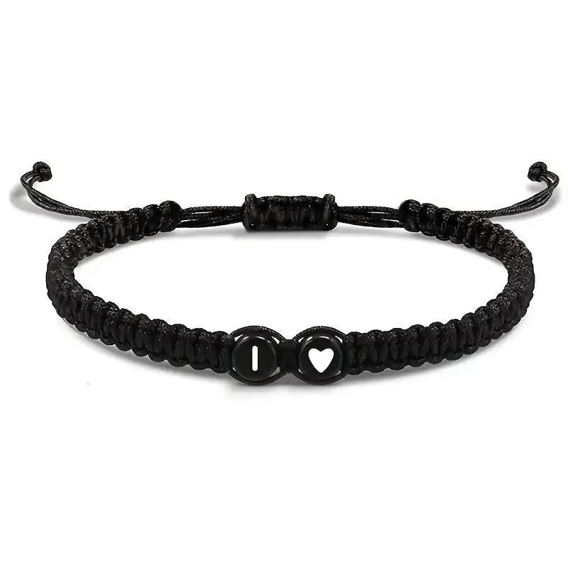 Personalized Initial & Heart Macrame Bracelet