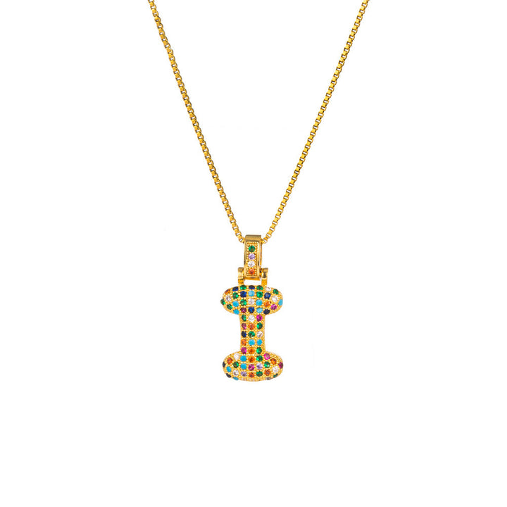 26 Letters Full-Diamond Colorful Necklace
