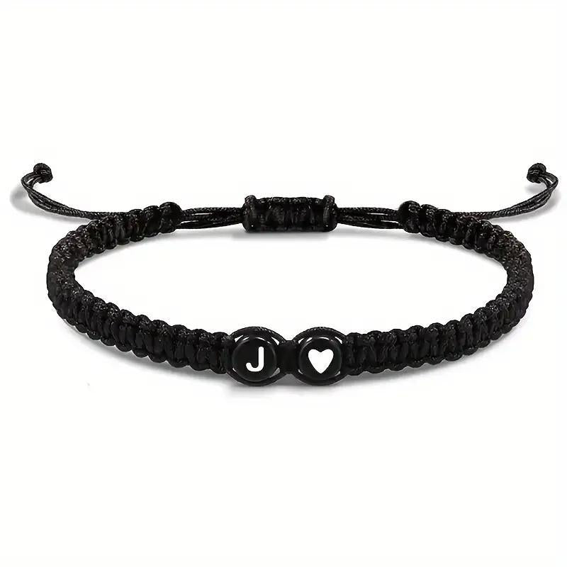 Personalized Initial & Heart Macrame Bracelet