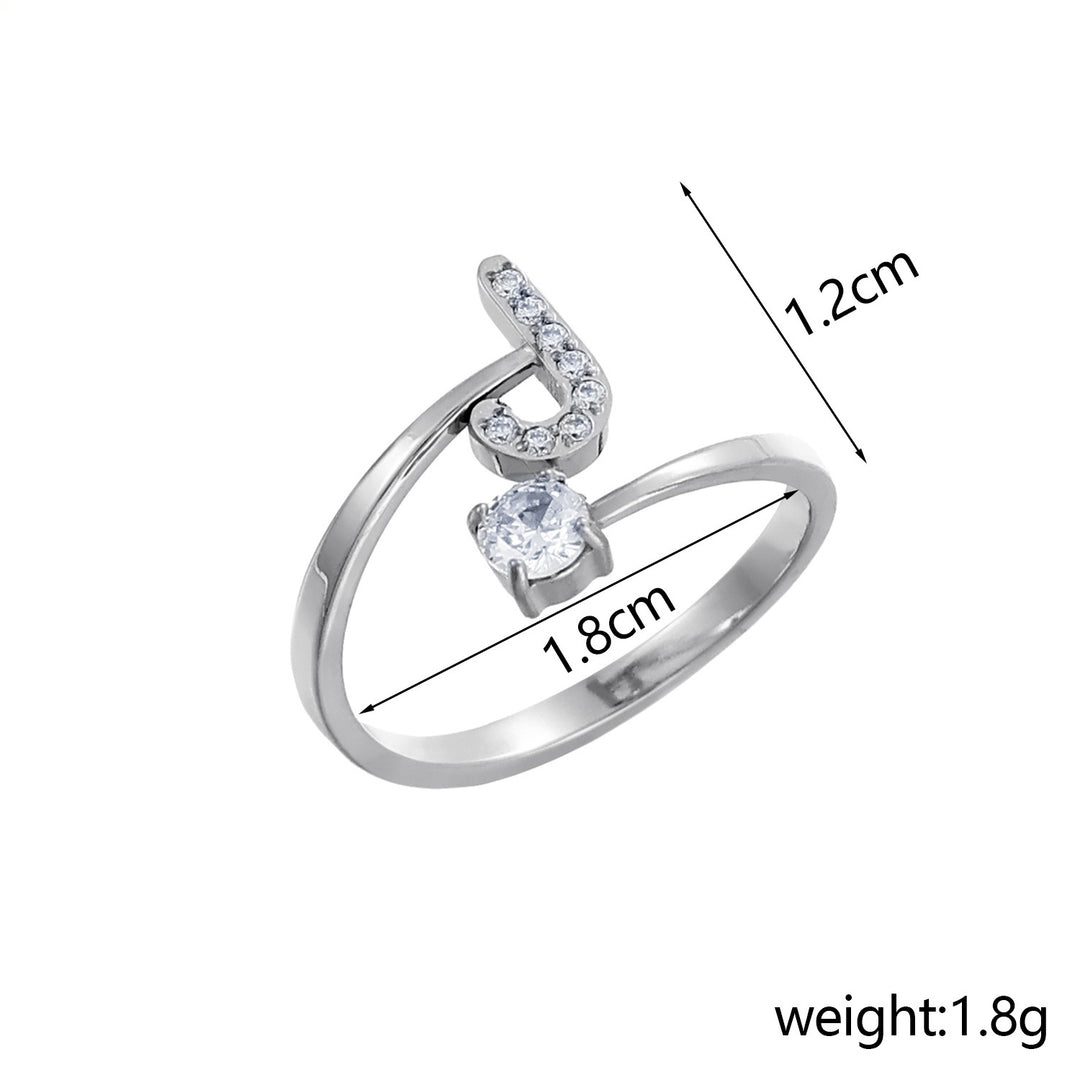 26-Letter Diamond-Inlaid Ring (Gold/Silver Version)