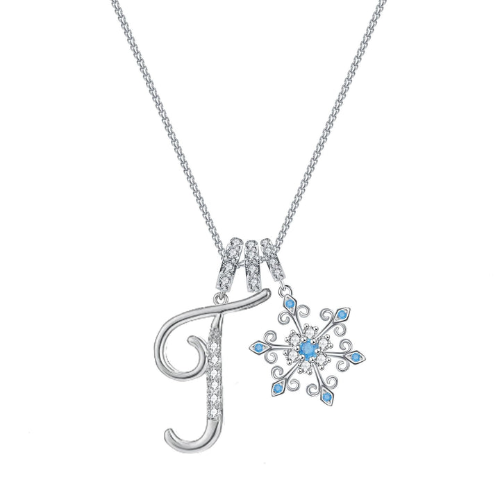 Diamond-Inlaid Light Luxury Girlish Pendant 26-Letter Snowflake Necklace