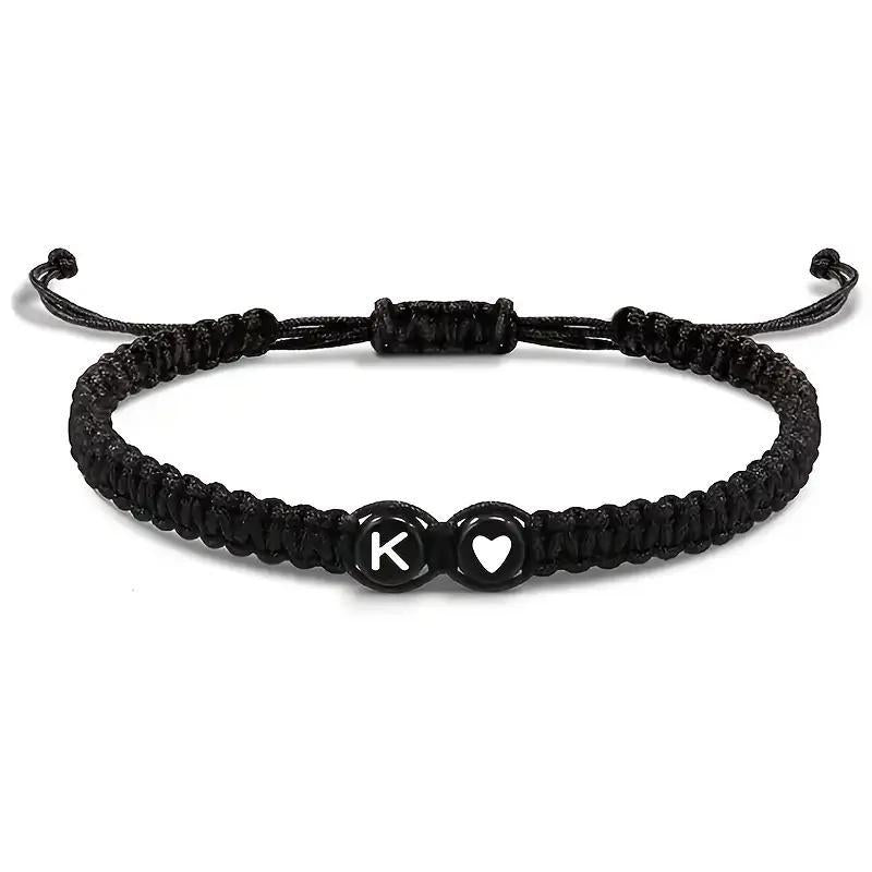 Personalized Initial & Heart Macrame Bracelet