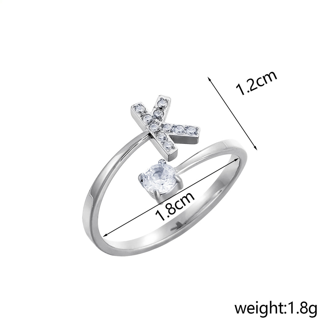 26-Letter Diamond-Inlaid Ring (Gold/Silver Version)