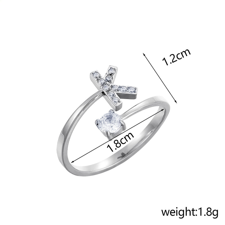 26-Letter Diamond-Inlaid Ring (Gold/Silver Version)