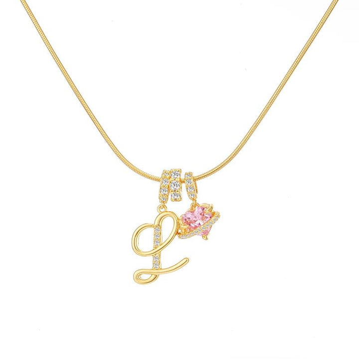 Letter Heart Diamond - Inlaid Combination Necklace (26 - Letter Version)