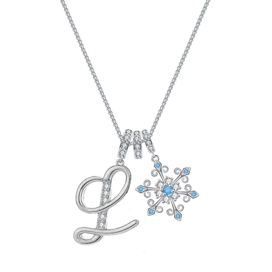 Diamond-Inlaid Light Luxury Girlish Pendant 26-Letter Snowflake Necklace