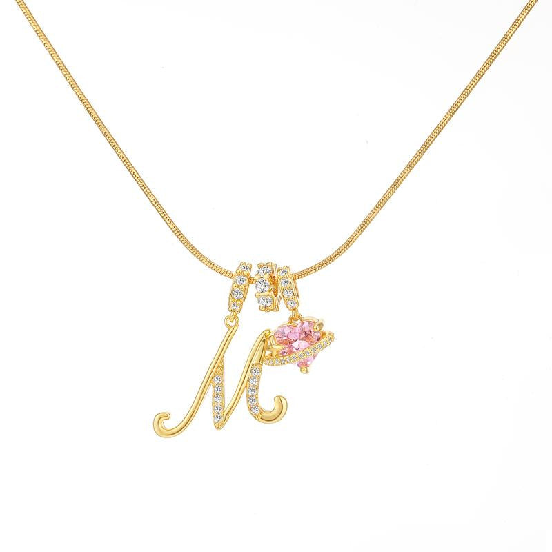 Letter Heart Diamond - Inlaid Combination Necklace (26 - Letter Version)