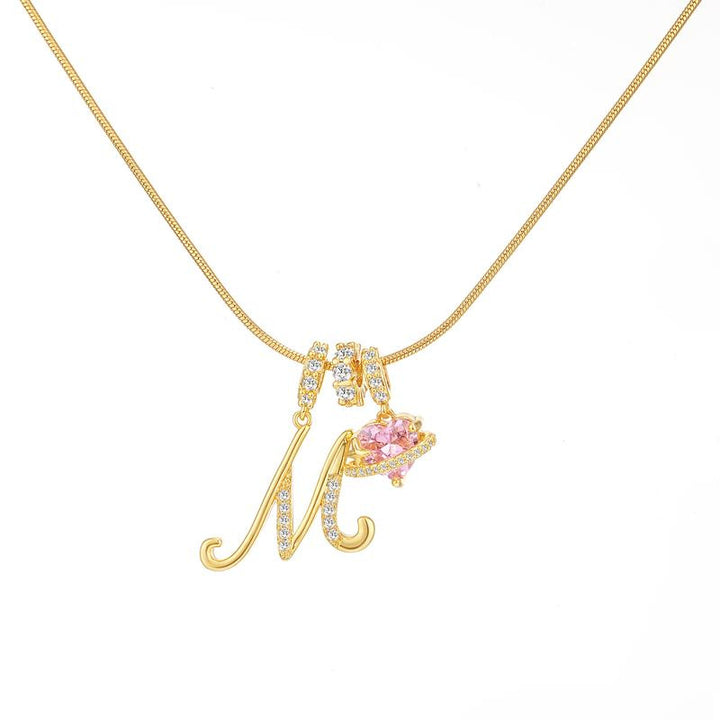 Letter Heart Diamond - Inlaid Combination Necklace (26 - Letter Version)