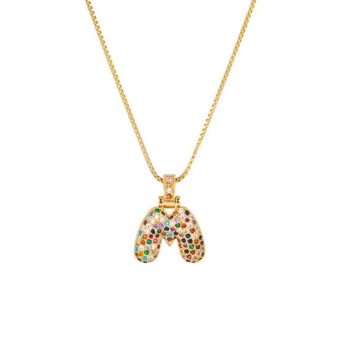 26 Letters Full-Diamond Colorful Necklace