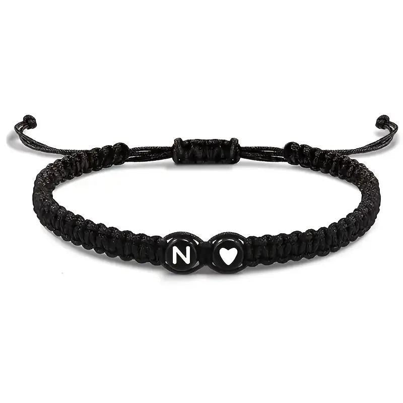Personalized Initial & Heart Macrame Bracelet