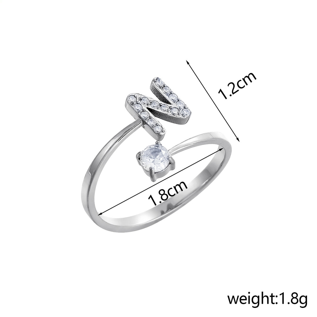 26-Letter Diamond-Inlaid Ring (Gold/Silver Version)