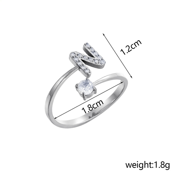 26-Letter Diamond-Inlaid Ring (Gold/Silver Version)