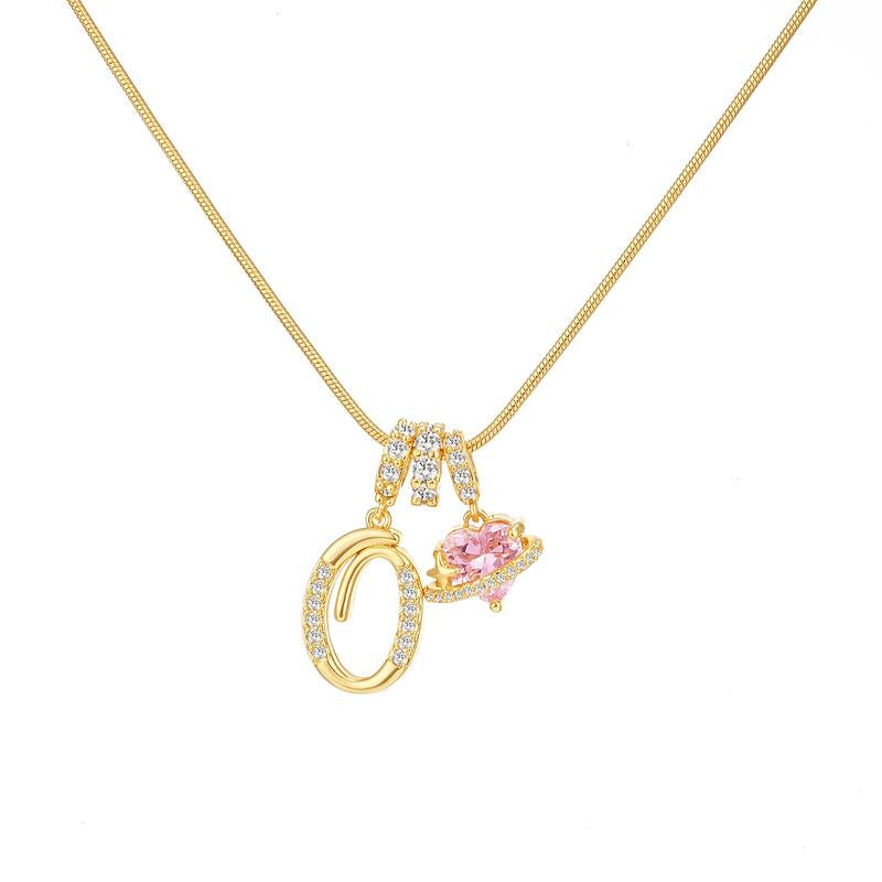 Letter Heart Diamond - Inlaid Combination Necklace (26 - Letter Version)