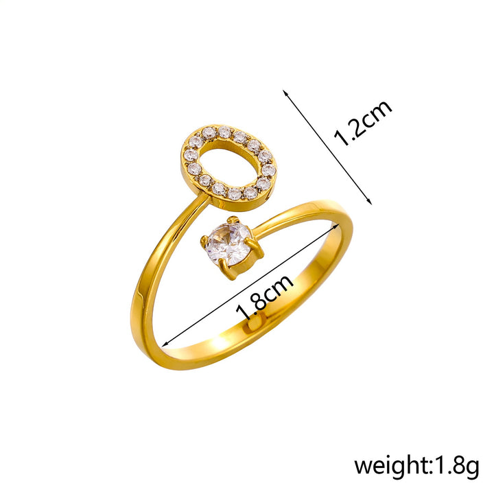 26-Letter Diamond-Inlaid Ring (Gold/Silver Version)