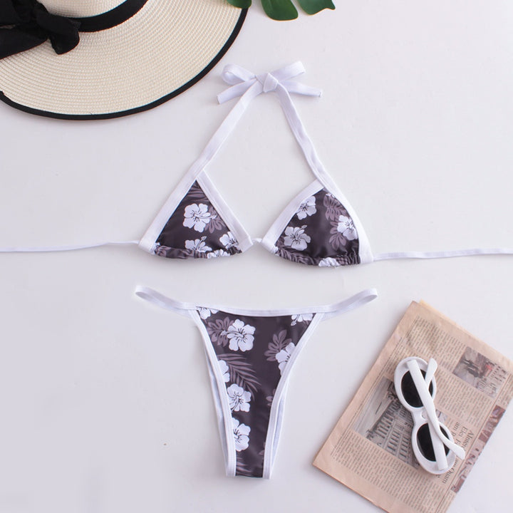 Floral Micro Triangle Bikini Set