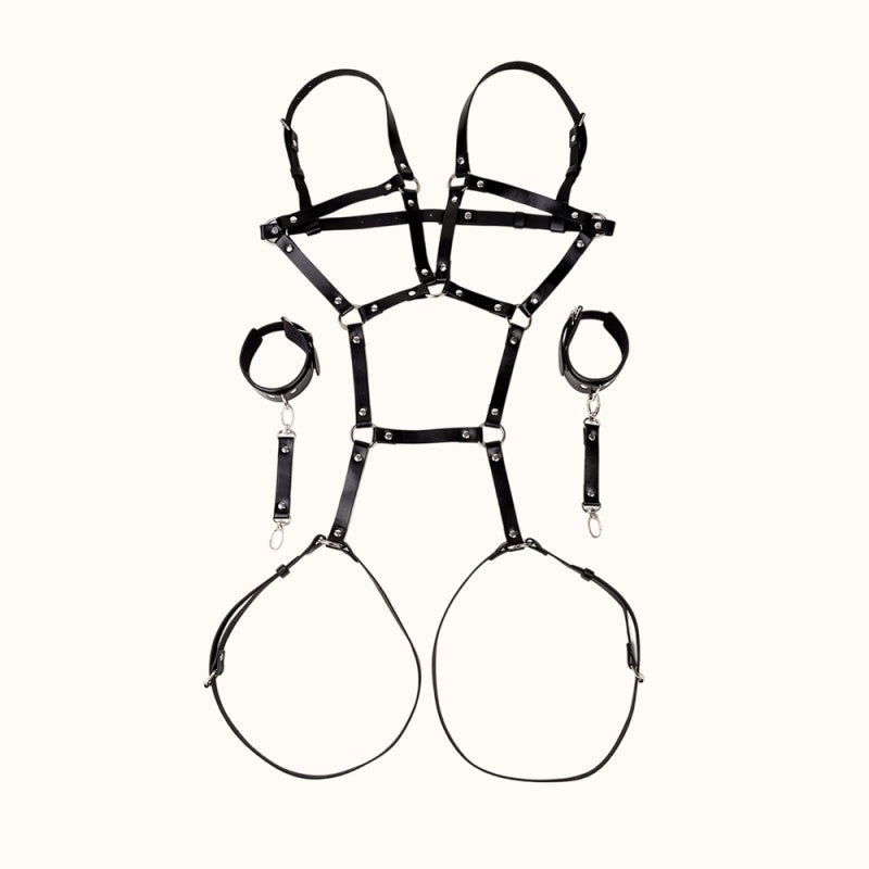 Bold Black Harness Cage Lingerie Set