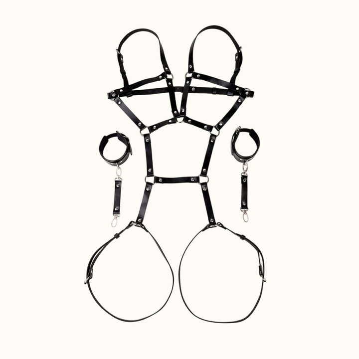 Bold Black Harness Cage Lingerie Set