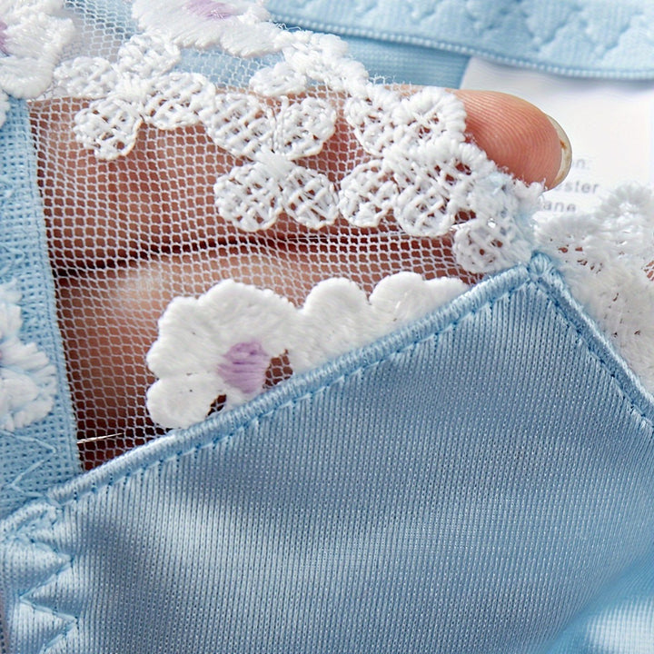 Romantic Floral Lace Satin Lingerie Set
