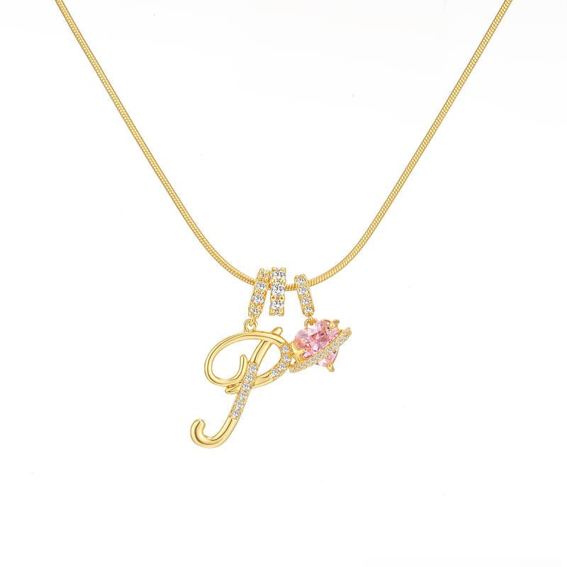 Letter Heart Diamond - Inlaid Combination Necklace (26 - Letter Version)