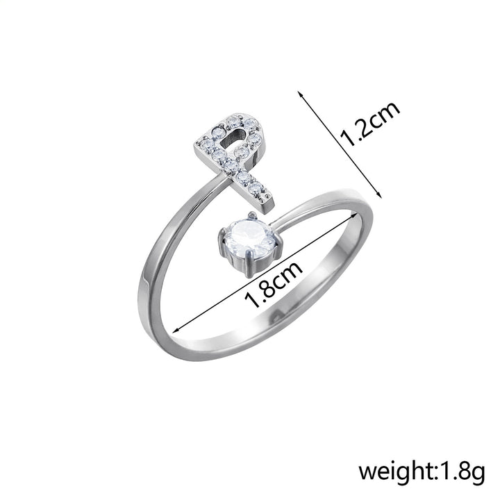 26-Letter Diamond-Inlaid Ring (Gold/Silver Version)