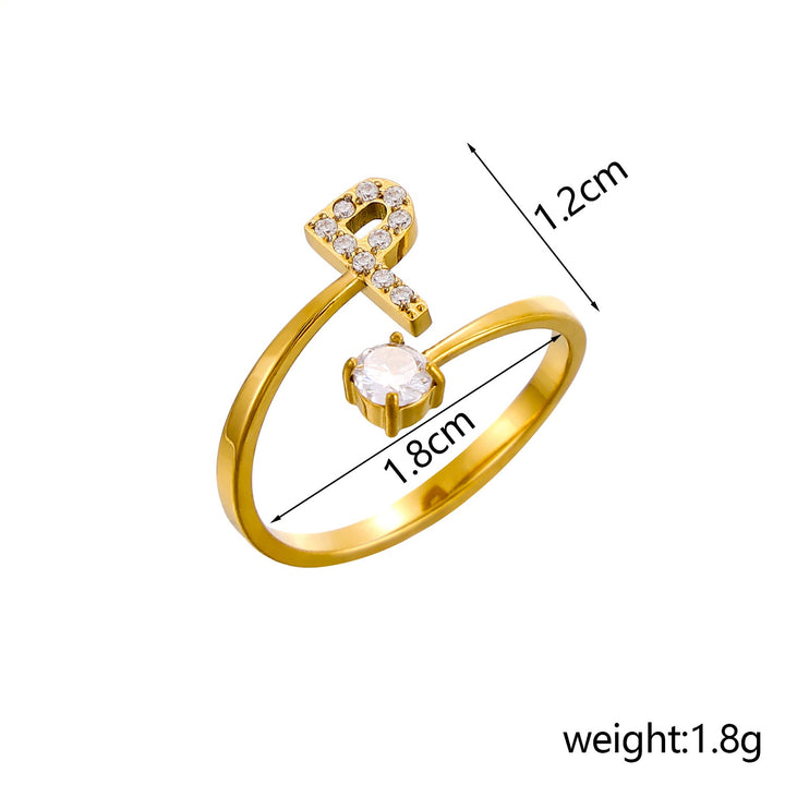 26-Letter Diamond-Inlaid Ring (Gold/Silver Version)