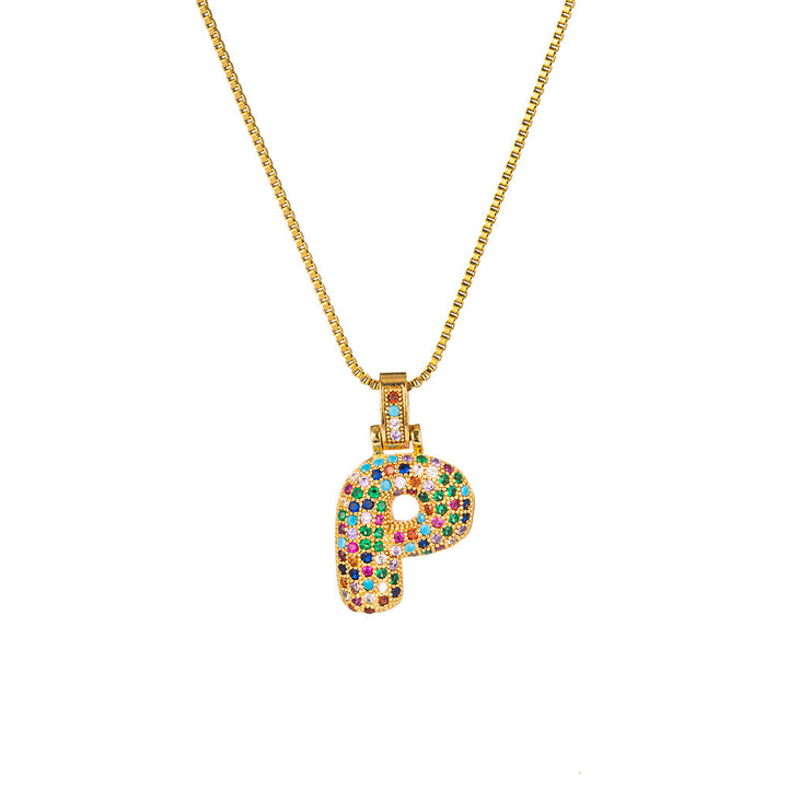 26 Letters Full-Diamond Colorful Necklace