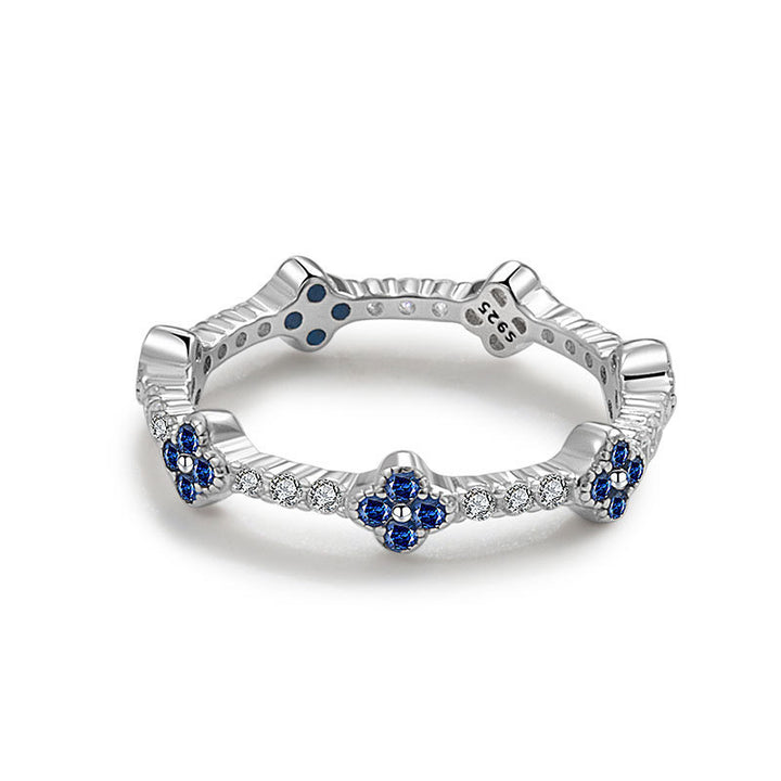 Four-Leaf Clover Colored Diamond Ring (White/Blue/Pink Purple/Green Version)
