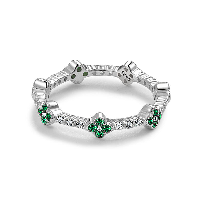 Four-Leaf Clover Colored Diamond Ring (White/Blue/Pink Purple/Green Version)