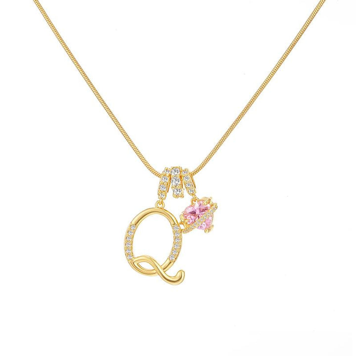 Letter Heart Diamond - Inlaid Combination Necklace (26 - Letter Version)