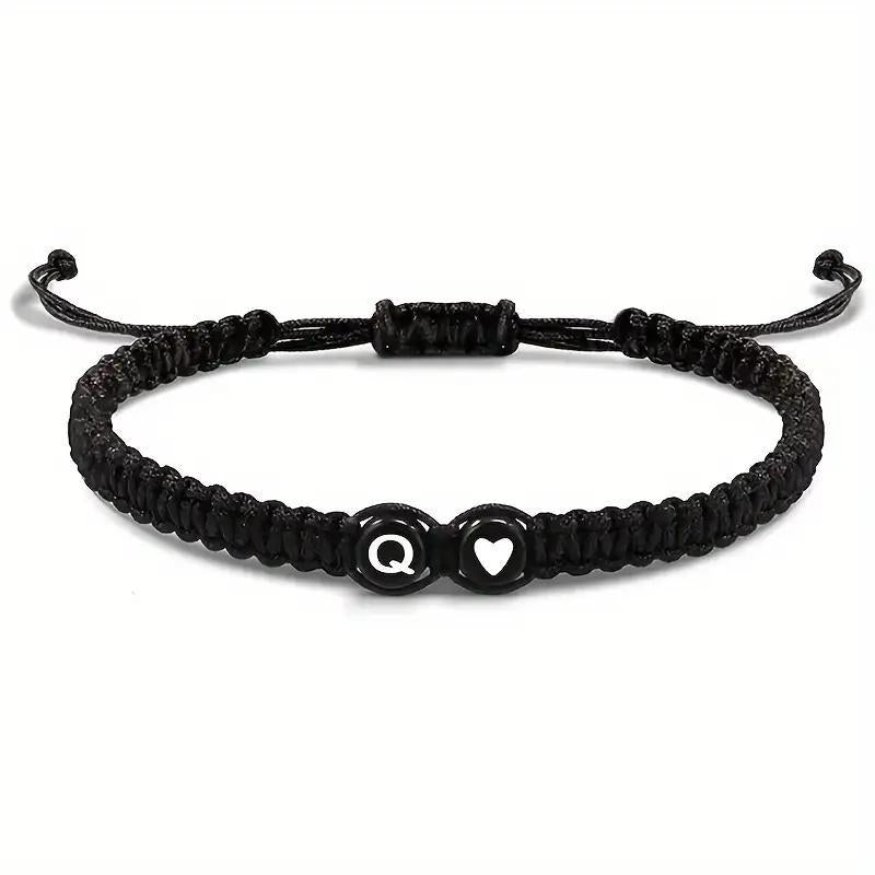 Personalized Initial & Heart Macrame Bracelet