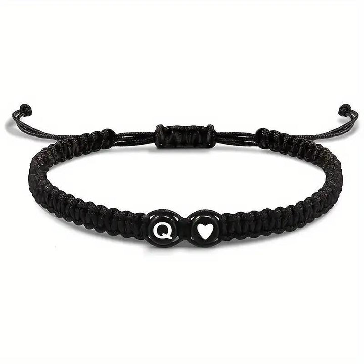 Personalized Initial & Heart Macrame Bracelet