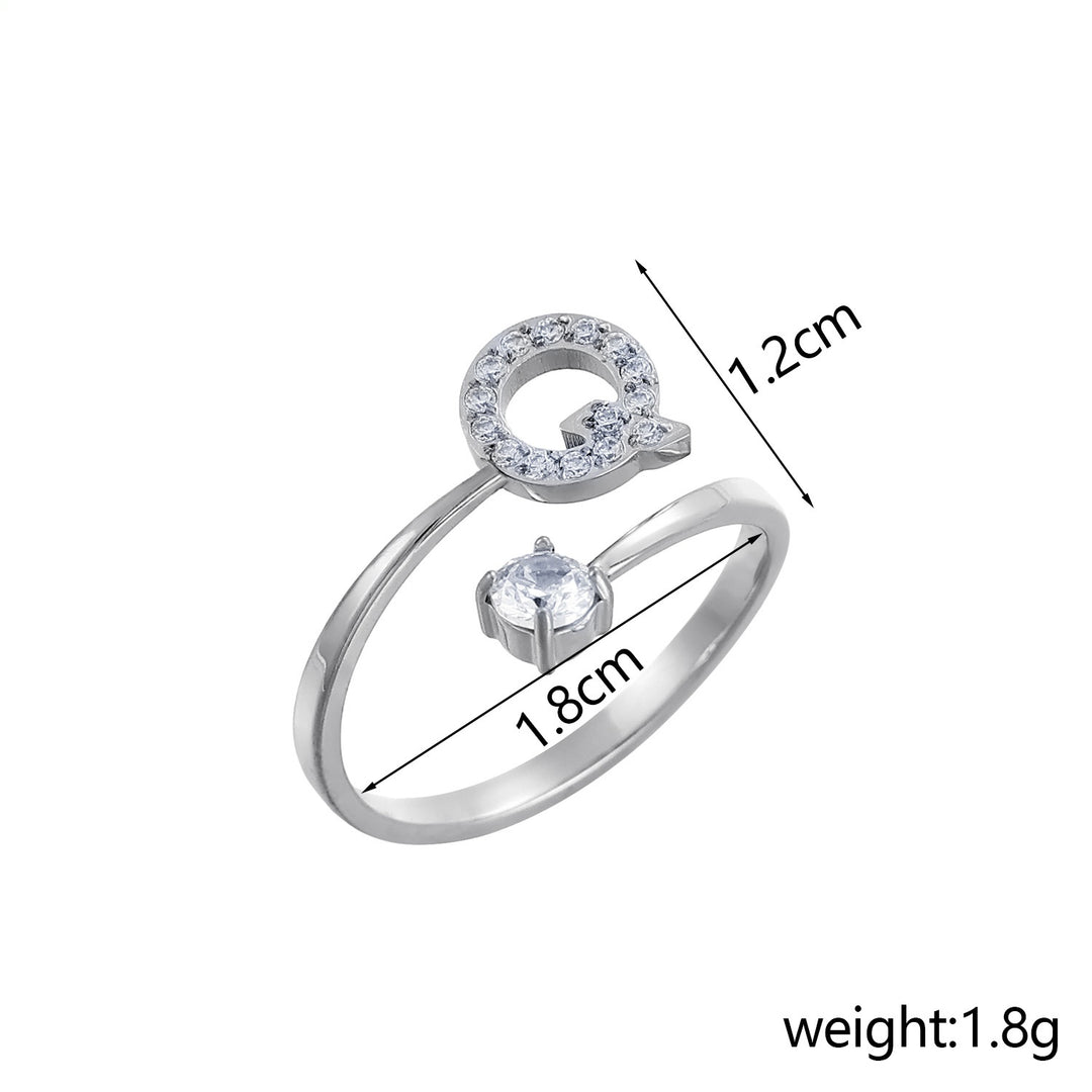 26-Letter Diamond-Inlaid Ring (Gold/Silver Version)
