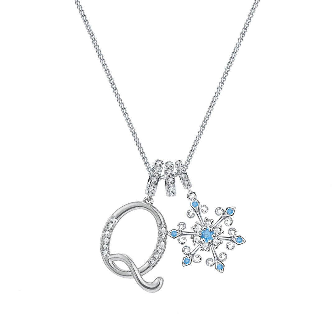 Diamond-Inlaid Light Luxury Girlish Pendant 26-Letter Snowflake Necklace